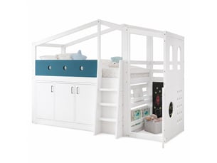 Lit cabane 90x200 cm <strong>MODENVIE</strong>  <strong></strong> coloris blanc