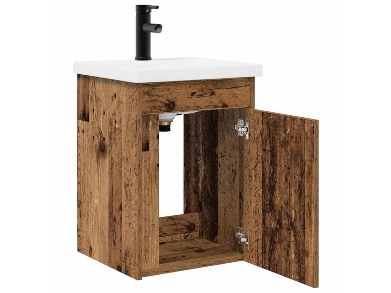 Meuble de rangement salle de bain avec robinet bois ancien shl7980 - Conforama D