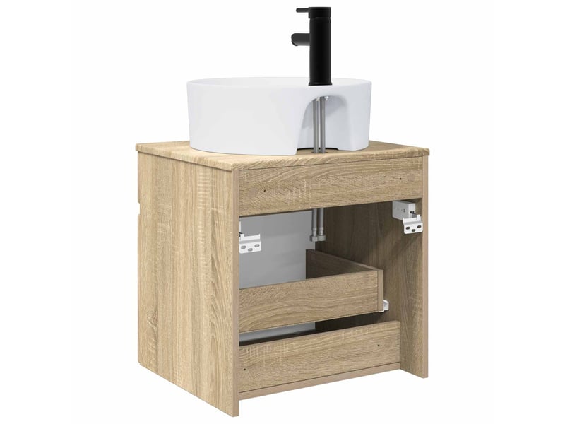  Meuble de lavabo mural, rangement salle de bain chêne sonoma 49x44.5x65 cm  - Conforama D