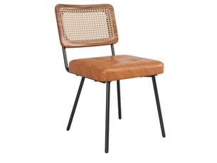 Chaise de salle à manger cuir synthétique – lot de 2, fauteuils en rotin ergonomiques, chic rétro, déco vintage