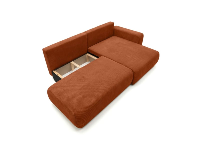  Canapé d'angle max réversible et convertible 5 places alya en velours côtelé - terracotta ALYA - Conforama E
