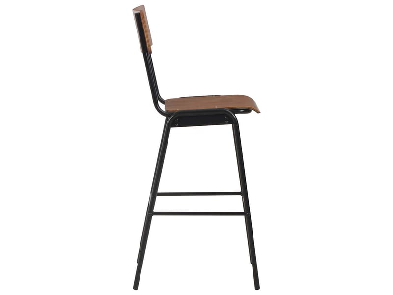 Lot de 2 tabouret de bar, chaise de bar marron contreplaqué solide et acier  - Conforama D