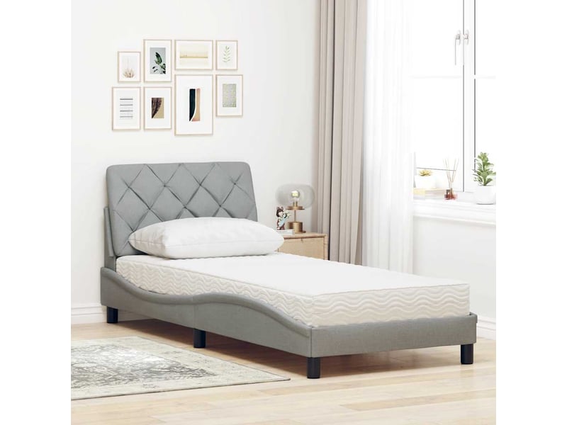  Lit simple- lit adulte -  lit avec matelas gris clair 80x200 cm tissu  - Conforama B