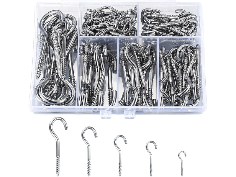  115 pièces crochets à visser, de plafond en acier inoxydable, vis à pour visser métal, gris  - Conforama A