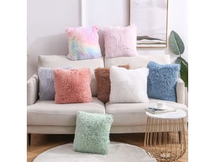 Lot de 2 housse de coussin de canapé fourrure de luxe decoration 40 x 40 cm bleu canapé maison chambre lit super doux peluche taie d'oreiller décorative