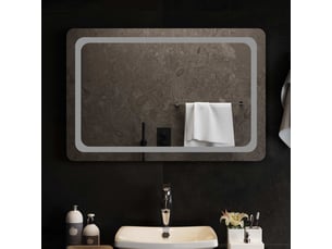 Miroir de salle de bain, miroir de toilette led transparent 90 x 60 cm verre trempé cf62633
