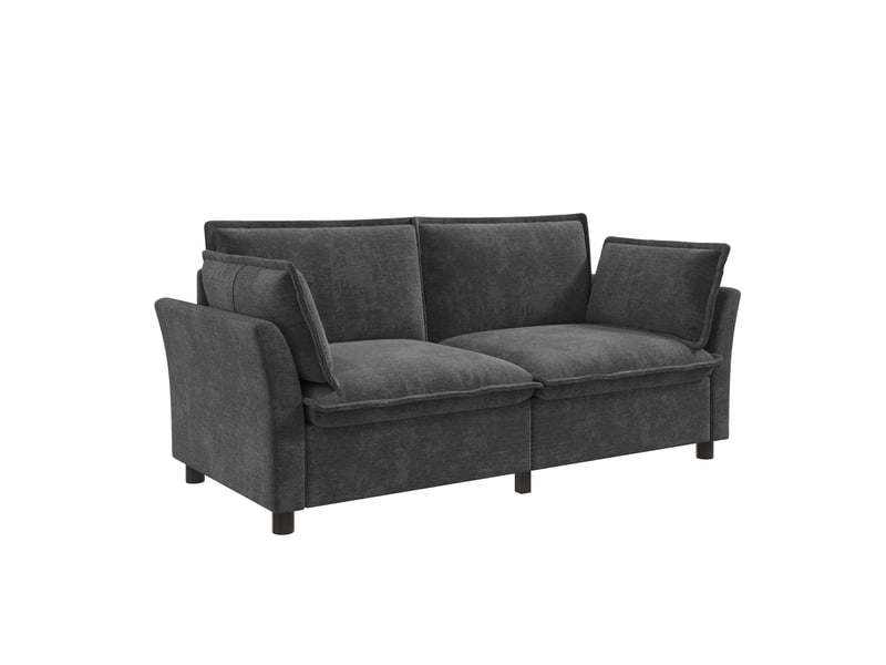  Canapé 2 places moderne, gris en tissu chenille doux, assise confortable avec 2 coussins d'accoudoir pour salon, chambre et petits espaces.  - Conforama A