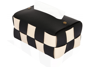 Housse de boîte à mouchoirs rectangulaire (noir), cuir pu moderne, élégante pour salon, étagère décorative, comptoir de salle de bain, bureau, table d