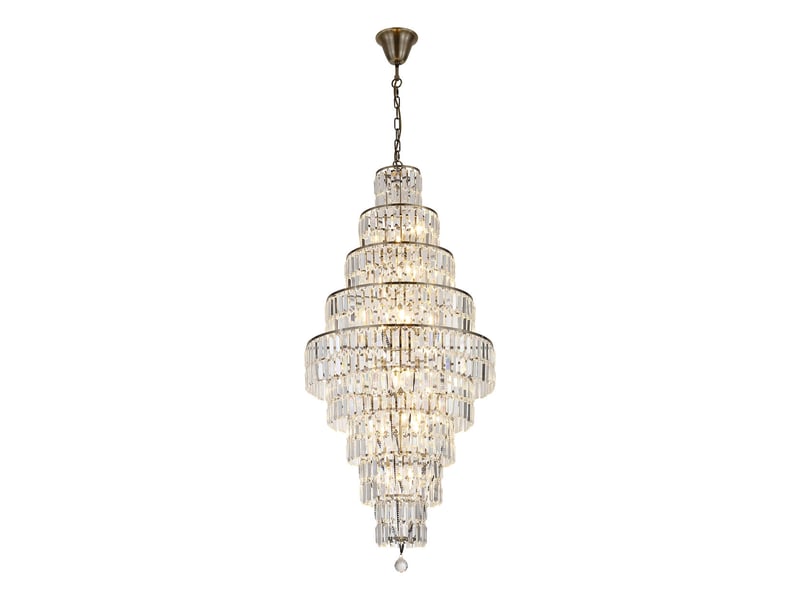  Searchlight empire lustre à 13 lumières, laiton antique, verre transparent, 13 douilles e14  - Conforama A