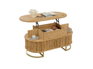 Table basse ovale coloris naturel - 50 cmx100 cm