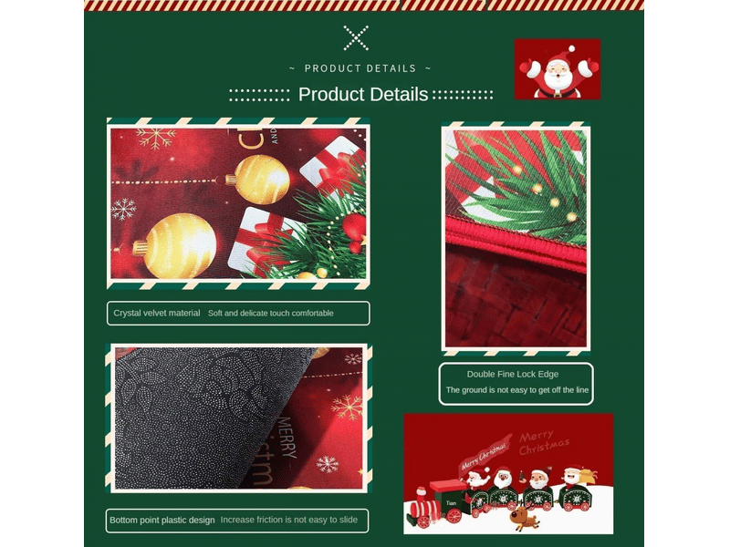  Tapis de noël - 40 x 60 cm - décoration de noël - paillasson de porte - pour chambre à coucher, couloir, salon, sol, cuisine, salle de bain  - Conforama C