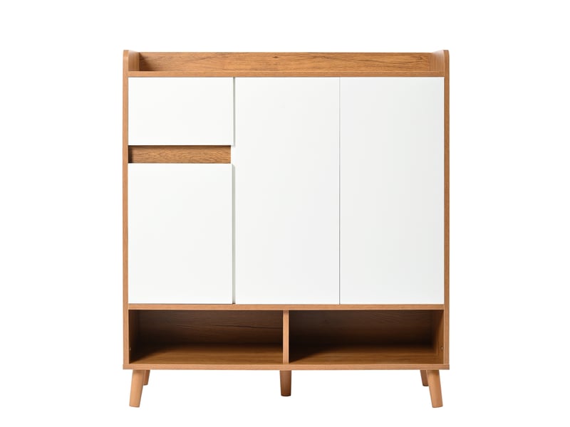 Meuble à chaussures 90x35x99 cm, large capacité rangement, étagères ajustables, design minimaliste blanc - Conforama A