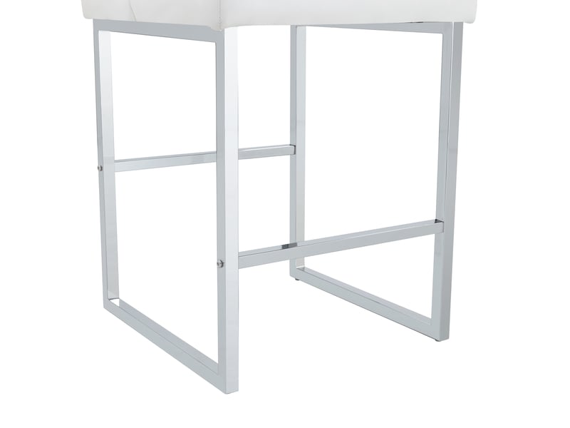  Lot de 2 tabourets de bar 53x48x91 cm, blanc, pu, métal argenté, chaises hautes assise carrée, cuisine  - Conforama E