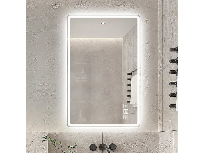  Miroir led de salle de bain sans cadre 120x60 cm argenté, antibuée ip44  - Conforama E