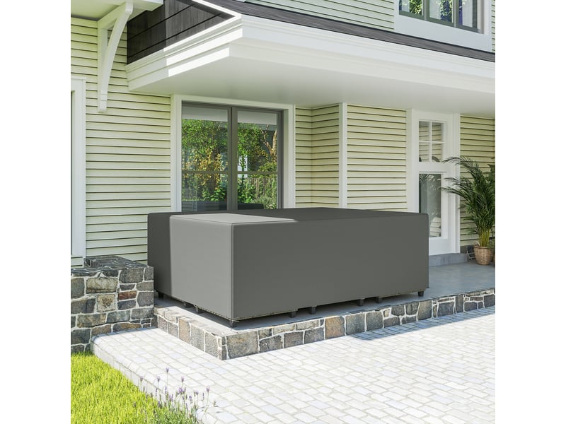  Housse de protection pour mobilier de jardin, résistante à l'hiver et imperméable, en bâche oxford, 275 x 205 x 90 cm, gris foncé  - Conforama C