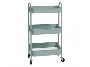 Desserte roulante 45 x 30,6 x 79 cm – bleu clair – 3 plateaux ouverts en acier, 4 roulettes et 2 freins