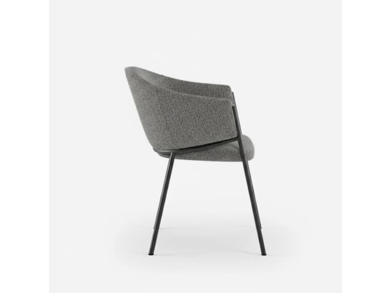  Lot de 2 chaises rembourrées en tissu bouclette easy-clean duna - gris foncé  - Conforama D