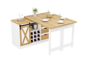 Îlot de cuisine extensible 120-197x40x72 cm avec 3 tiroirs blanc et effet chêne