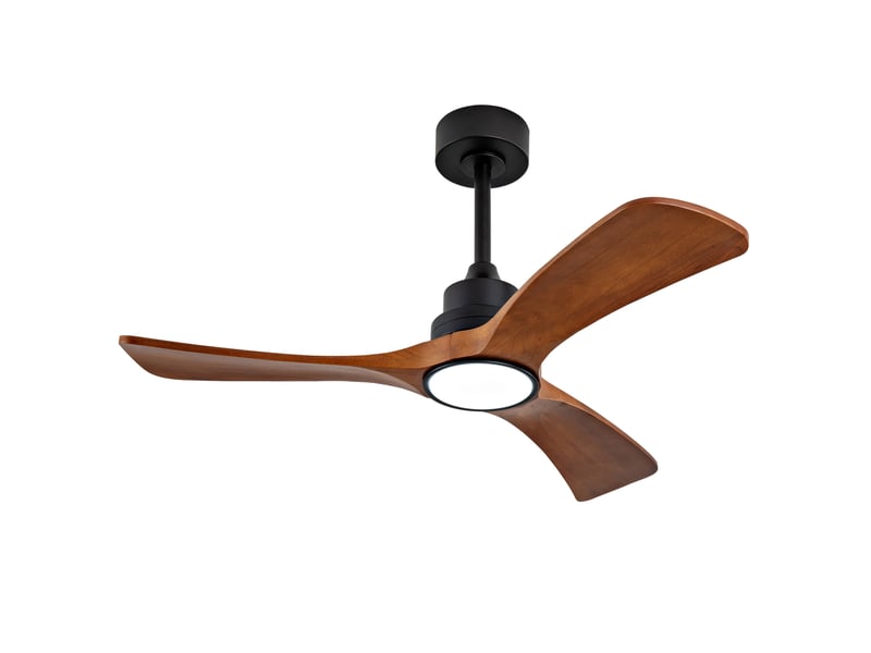  Ventilateur de plafond 106 cm noir et noyer foncé avec led et télécommande  - Conforama A