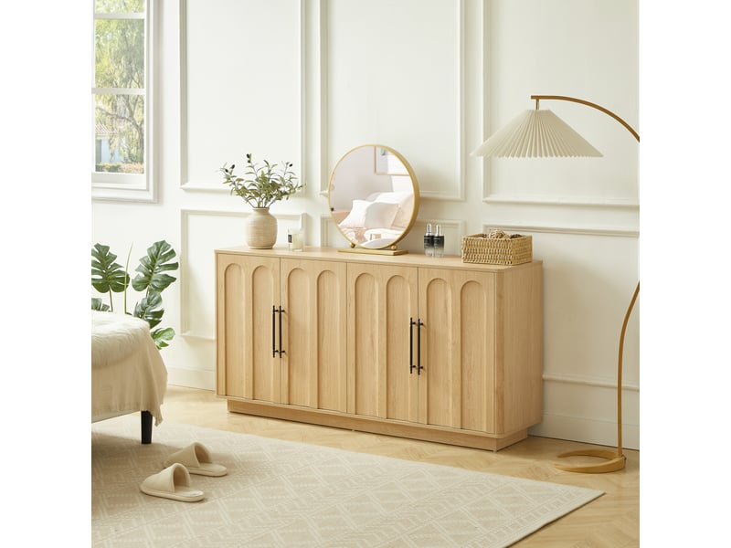  Buffet bois 160 cm à façade cintrée - 4 portes, soft-close, anti-basculement - salonsalle à manger  - Conforama B