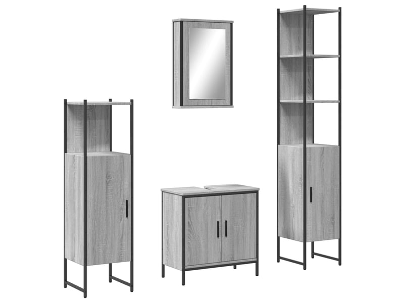  Ensemble de meubles de salle de bain 4 pcs sonoma gris cf63880  - Conforama A