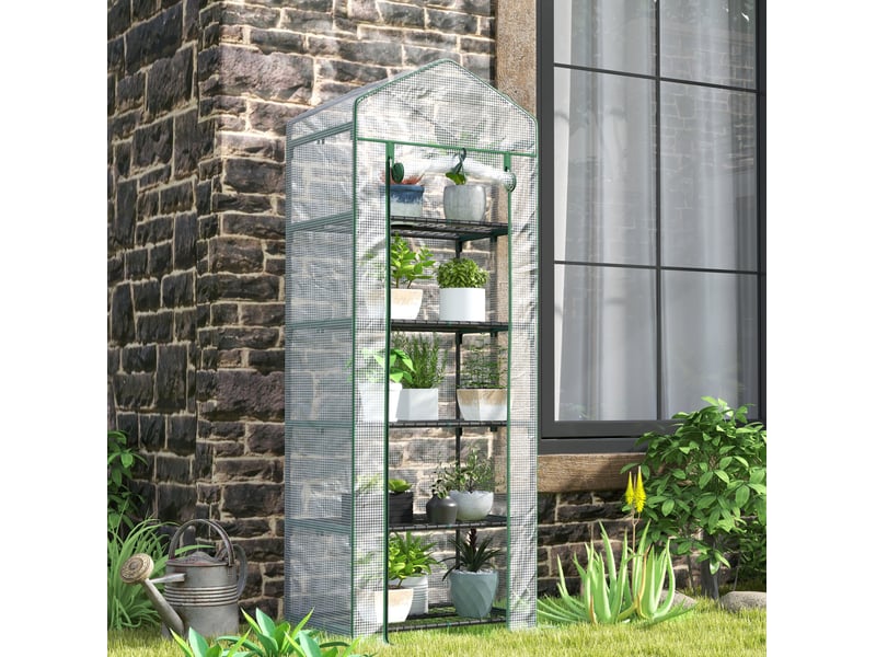 Serre 69x49x193 cm à porte enroulable métal blanche - Conforama B