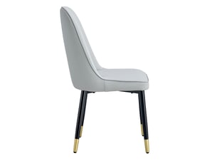 Chaise de salle à manger assise gris clair style moderne dossier rembourré en cuir pu pieds en métal noir adaptée à divers usages