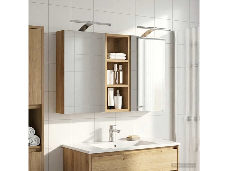 Ensemble de meubles de salle de bain 3 pcs 80x10.5x50 cm shl8591  - Conforama D