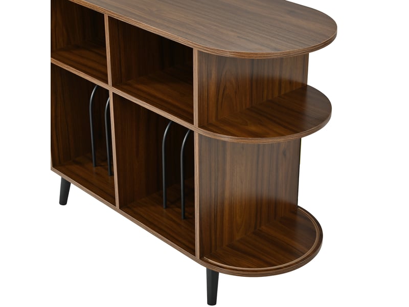 Meuble hifi,110x40x76 cm,portes coulissantes et rangement,mdf,finition noyer - Conforama B