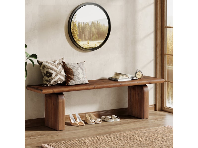  Banc d'entrée en bois massif de 160 cm, banc d'intérieur en bois pour bout de lit, style ferme, idéal pour l'entrée, le couloir, la chambre, la salle à manger ou le salon ; montage facile  - Conforama B