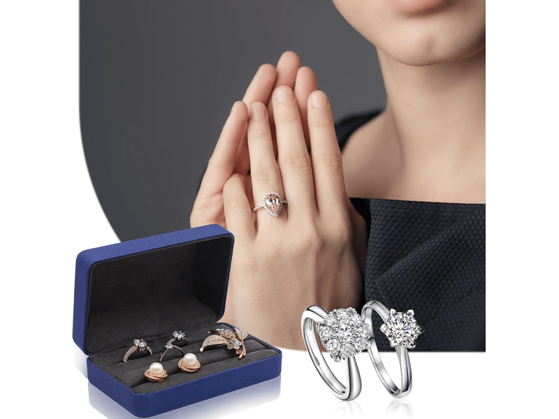 Boîte de rangement pour bagues à bijoux, boîte de présentation de bijoux bleue, boîte de présentation de bagues en cuir pu  - Conforama D