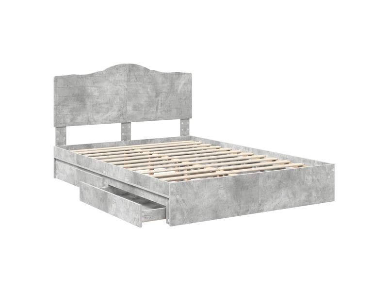  Lit double- lit adulte -  lit de rangement gris béton 150 x 200 cm bois d'ingénierie  - Conforama D