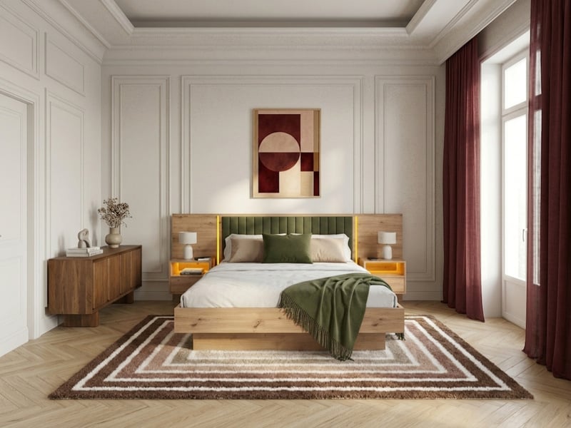  Bobochic lit coffre avec leds riad et chevets intégrés vert 140x190 RIAD - Conforama B