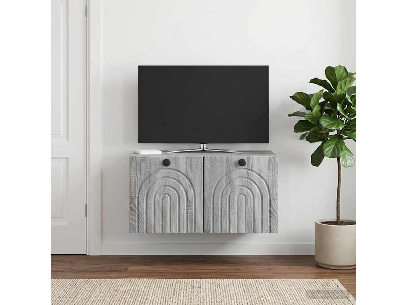  Meuble tv - banc tv - meuble de rangement mural sonoma gris 59,5 x 31 x 30 cm bois d'ingénierie  - Conforama D