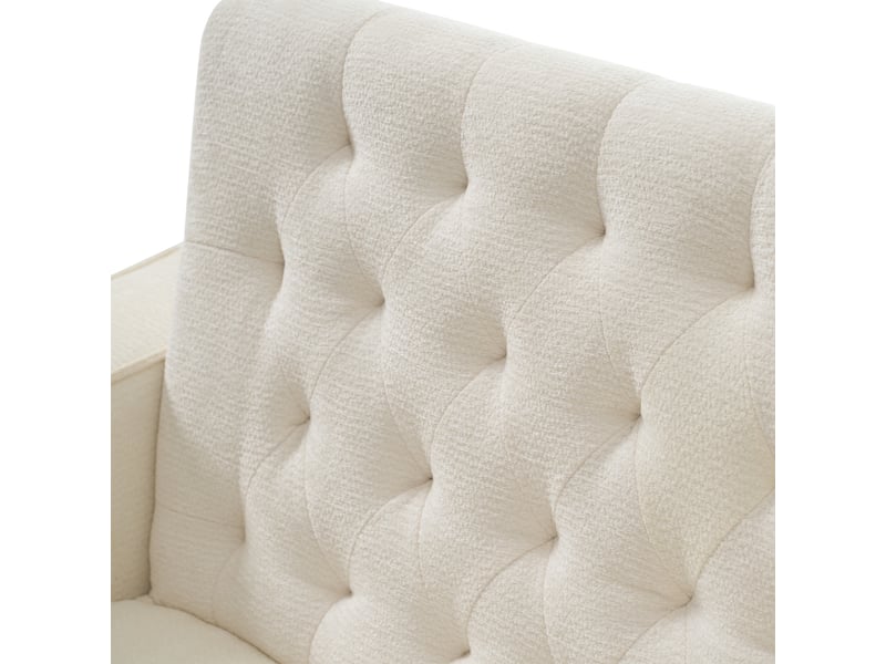  Canapé convertible 2 places beige chenille, canapé lit avec rangement de rangement et dossier réglable 3 positions, salon moderne  - Conforama E
