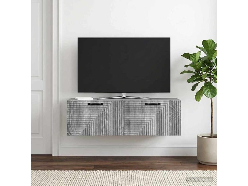  Meuble tv - banc tv - meuble de rangement mural sonoma gris 98 x 31 x 30 cm bois d'ingénierie  - Conforama D