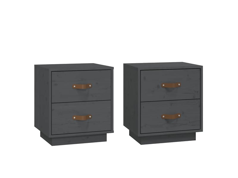  Lot de 2 tables de chevet - cabinet de chevet - table de nuit gris 40x34x45 cm bois de pin massif  - Conforama A