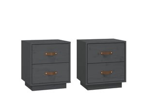 Lot de 2 tables de chevet - cabinet de chevet - table de nuit gris 40x34x45 cm bois de pin massif