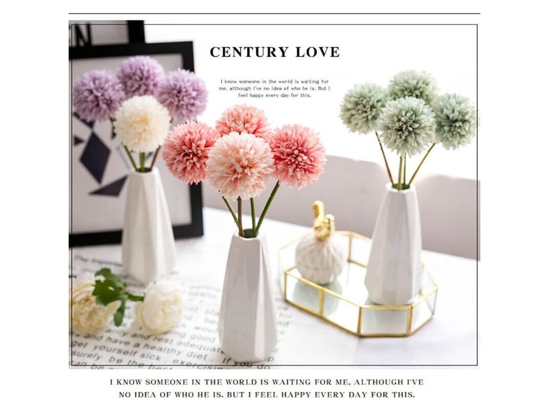 Petite boule artificielle chrysanthème branche unique petite boule chrysanthème affichage à la maison fleurs séchées simples et propres melaleuca chrysanthème petit frais (10 blanc) - Conforama B