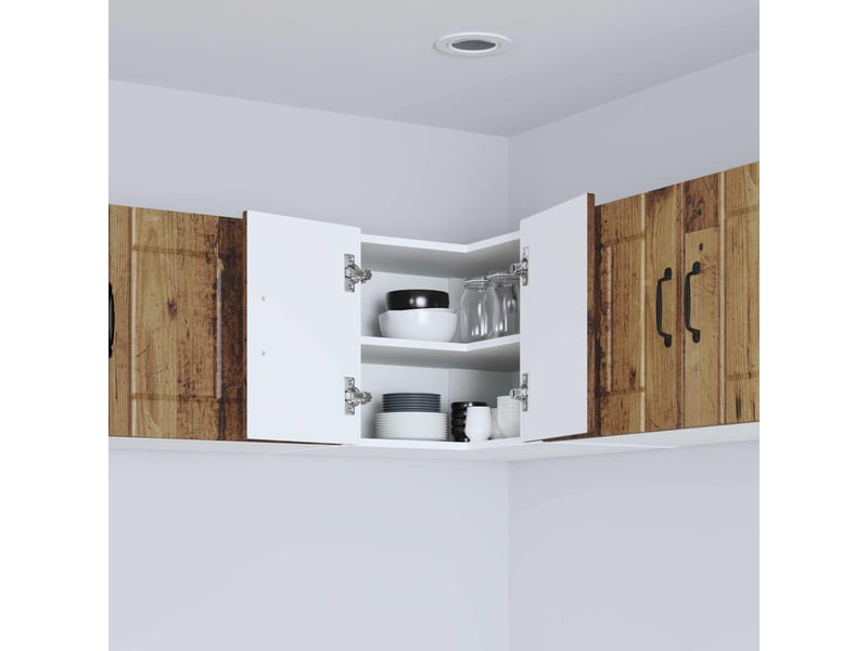  Meuble mural de cuisine, armoire d'angle cuisine lucca bois ancien 57x57x40cm  - Conforama D