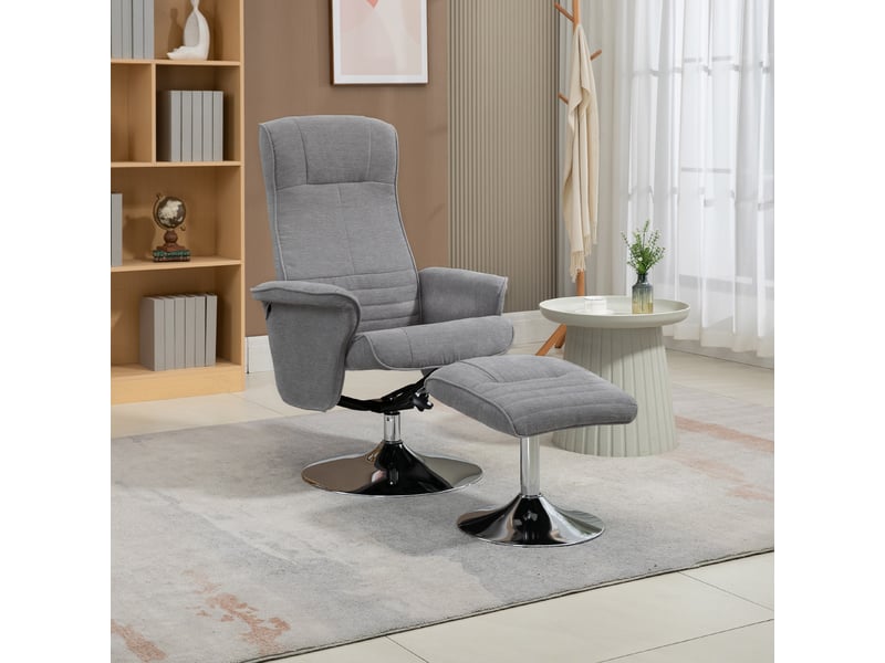  Fauteuil inclinable avec repose-pieds, pivotant, dossier inclinable, jusqu'à 150 kg, 69 x 71 x 104 cm, gris  - Conforama D