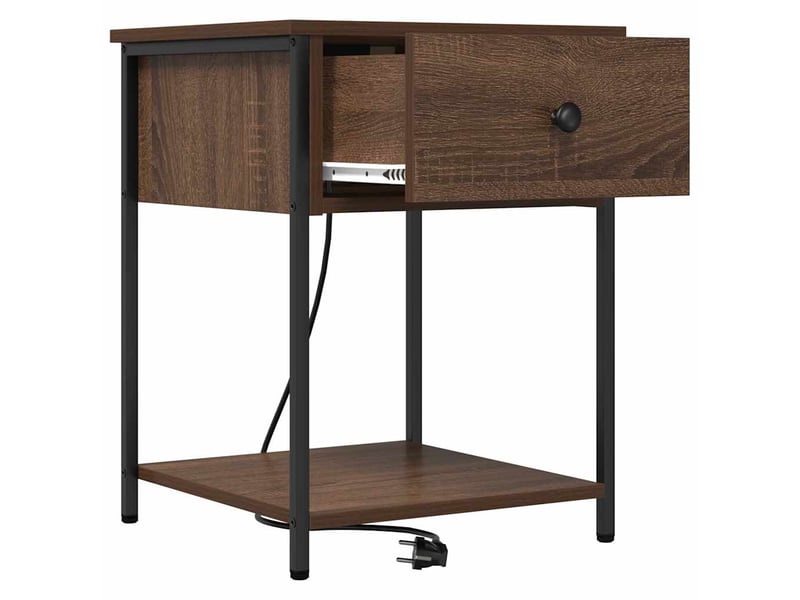  Table de chevet - cabinet de chevet - table de nuit 2 pièces chêne brun 42 x 41 x 56 cm  - Conforama E