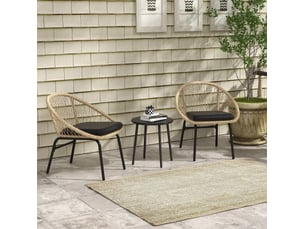 Salon de jardin 3 pièces 70x63x73 cm – jaune – 2 fauteuils avec coussins et table ronde en acier stable