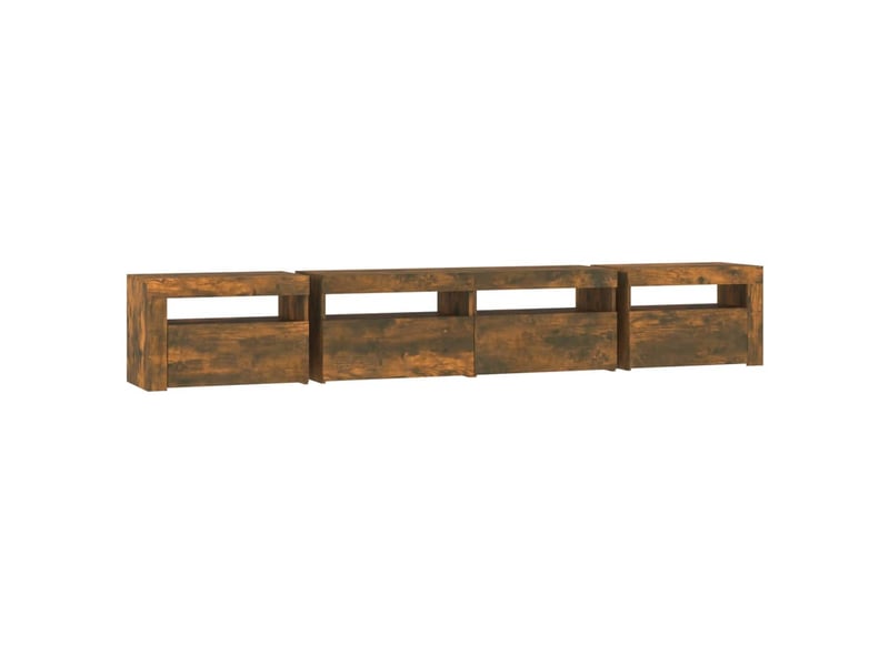  Meuble tv - banc tv - meuble de rangement avec lumières led chêne fumé 240x35x40 cm  - Conforama E