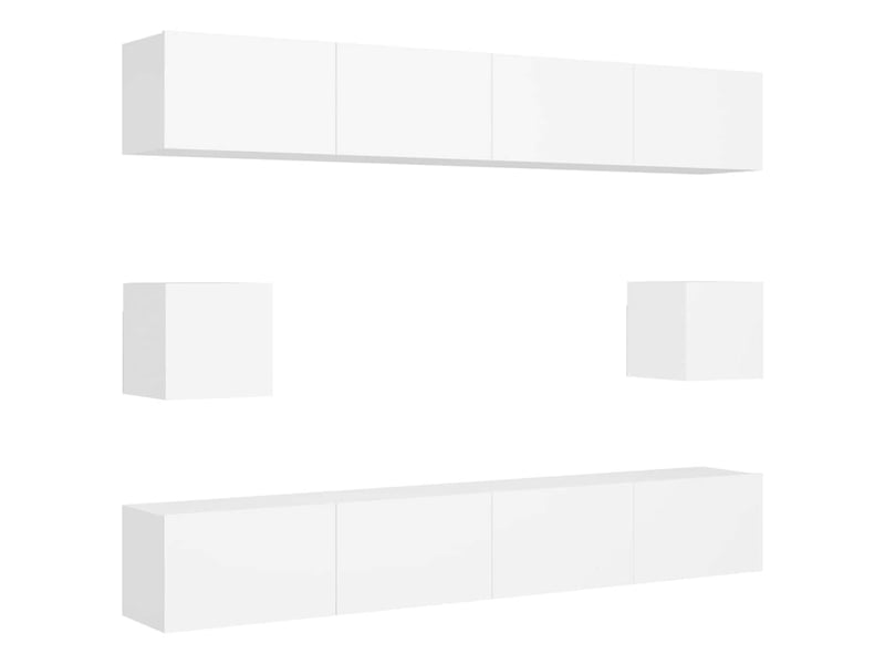  Ensemble de meubles tv - banc tv - meuble de rangement 6 pcs blanc bois d'ingénierie  - Conforama A