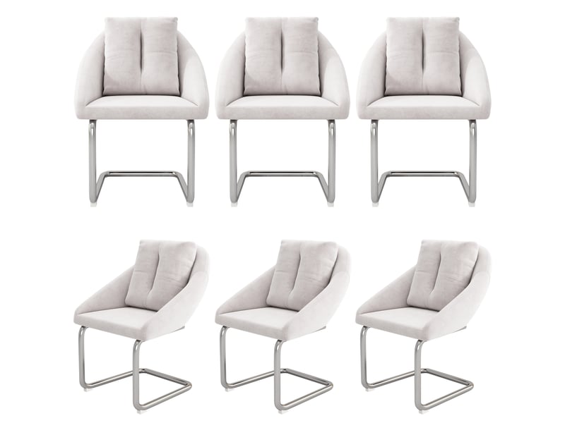  Chaise de salle à manger pivotante lot de 6 à dossier ergonomique  - pieds courbés métal velours beige  - Conforama A