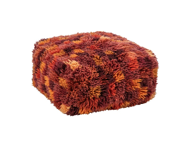  Pouf carré en laine carreaux 60cm bordeaux  - Conforama A