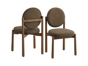 Lot de 2 chaises de salle à manger design moderne, dossier rond confortable, assise épaisse rembourrée, pieds en bois robustes, structure stable pour cuisine et salon, marron foncé