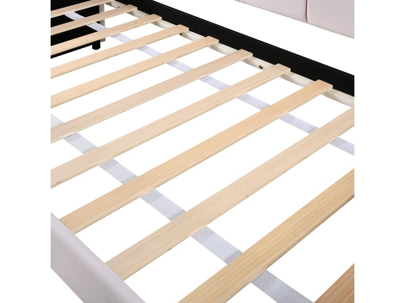  Lit banquette velours rose 90x200 avec lit d'appoint gigogne et éclairage led multicolore, sans matelas  - Conforama R
