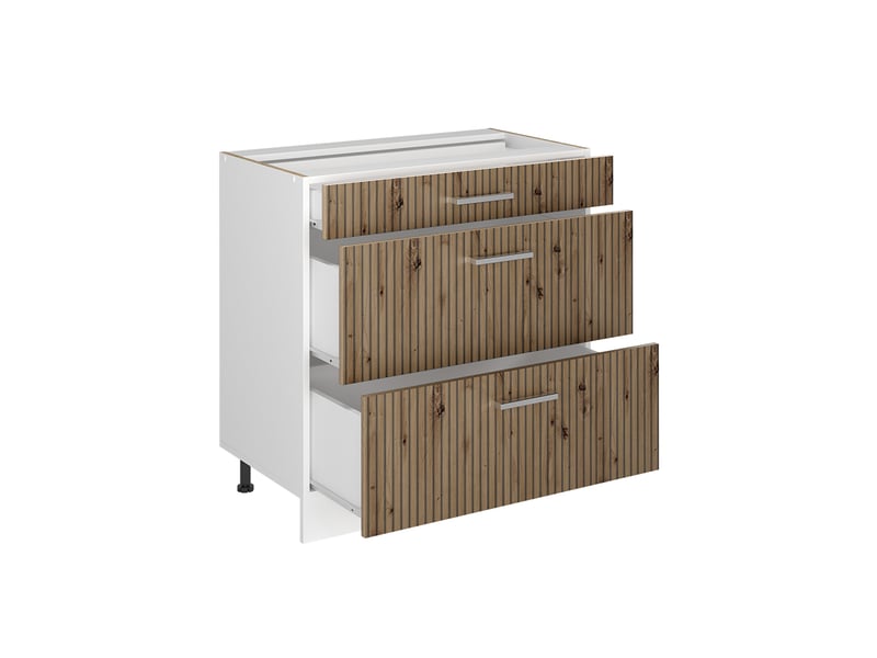 Vicco meuble cuisine, anthracite haute brillanceblanc, 80cm avec 3 tiroirs plan de travail marbre  - Conforama D
